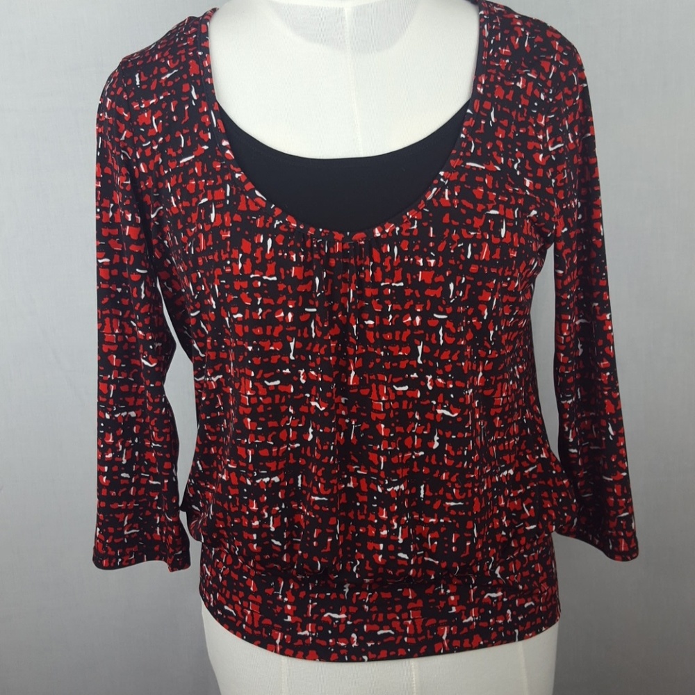 Red & Black Knit Top w/ built in Tank